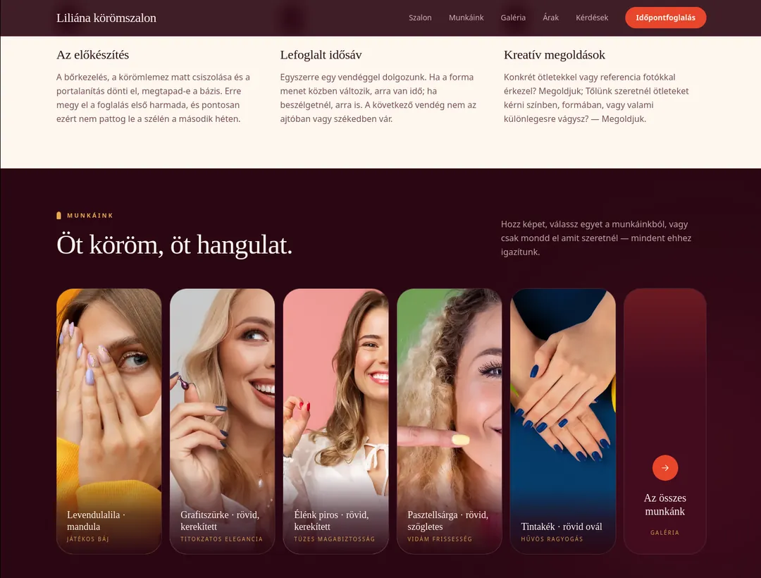 A kertészet weboldalának nyitóképe